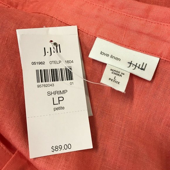 J. Jill Womens Petite 100% Linen Front Button Shrimp Tunic Blouse Top Choose SZ - Picture 5 of 8